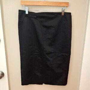 Kulson Italy Elegant Black Pencil Skirt With Ribbon Detail_1